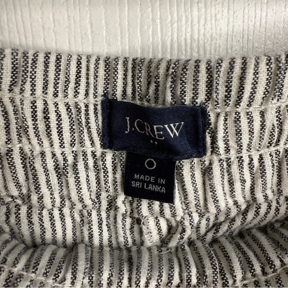 J. Crew Gray Straight Leg Pants with Elastic Waistband Gray White Stripes Size 0